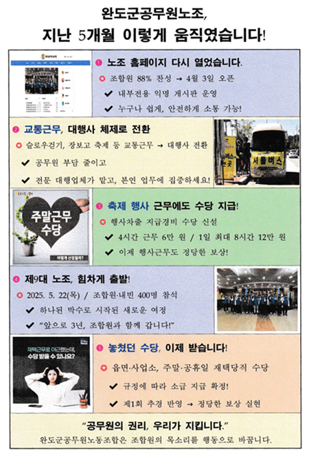 완도군공무원노조 6월 뉴스